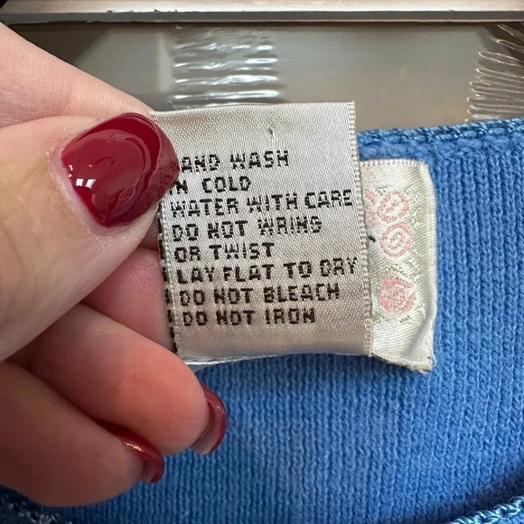 Vintage Jenny Floral Embroidery Beaded Blue Button Down Cardigan Sweater Size XL - Picture 8 of 9